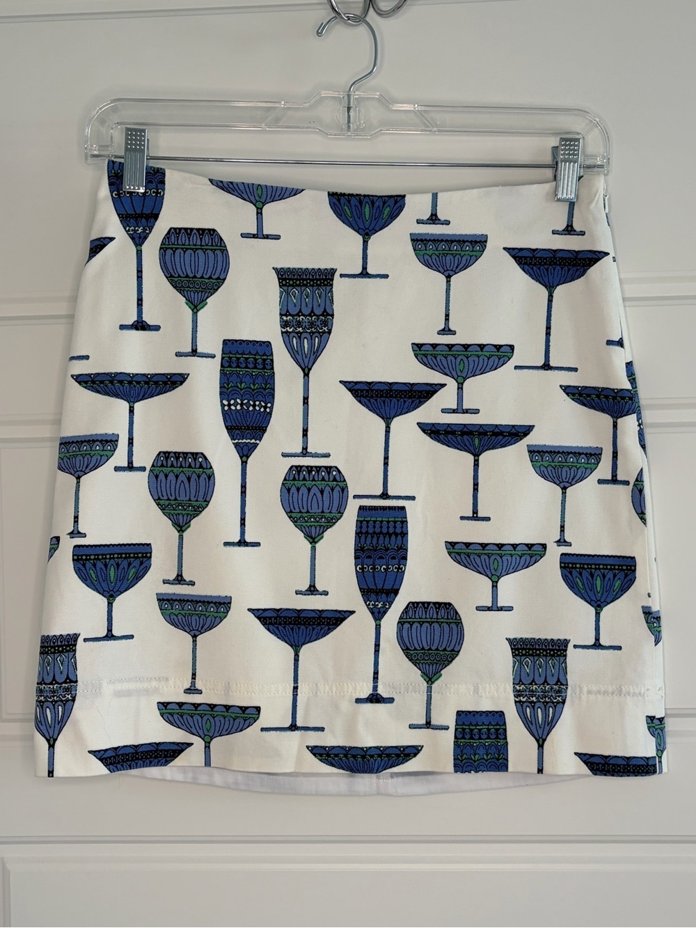 Talbots Wine & Martini Glass Novelty Print A-Line Skirt Size 8P Cotton Office